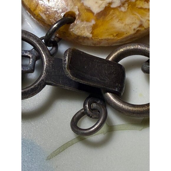 Antique 30's Celloid Circles Green Glass Silverplate women's Link Belt/Necklace - Picture 4 of 16